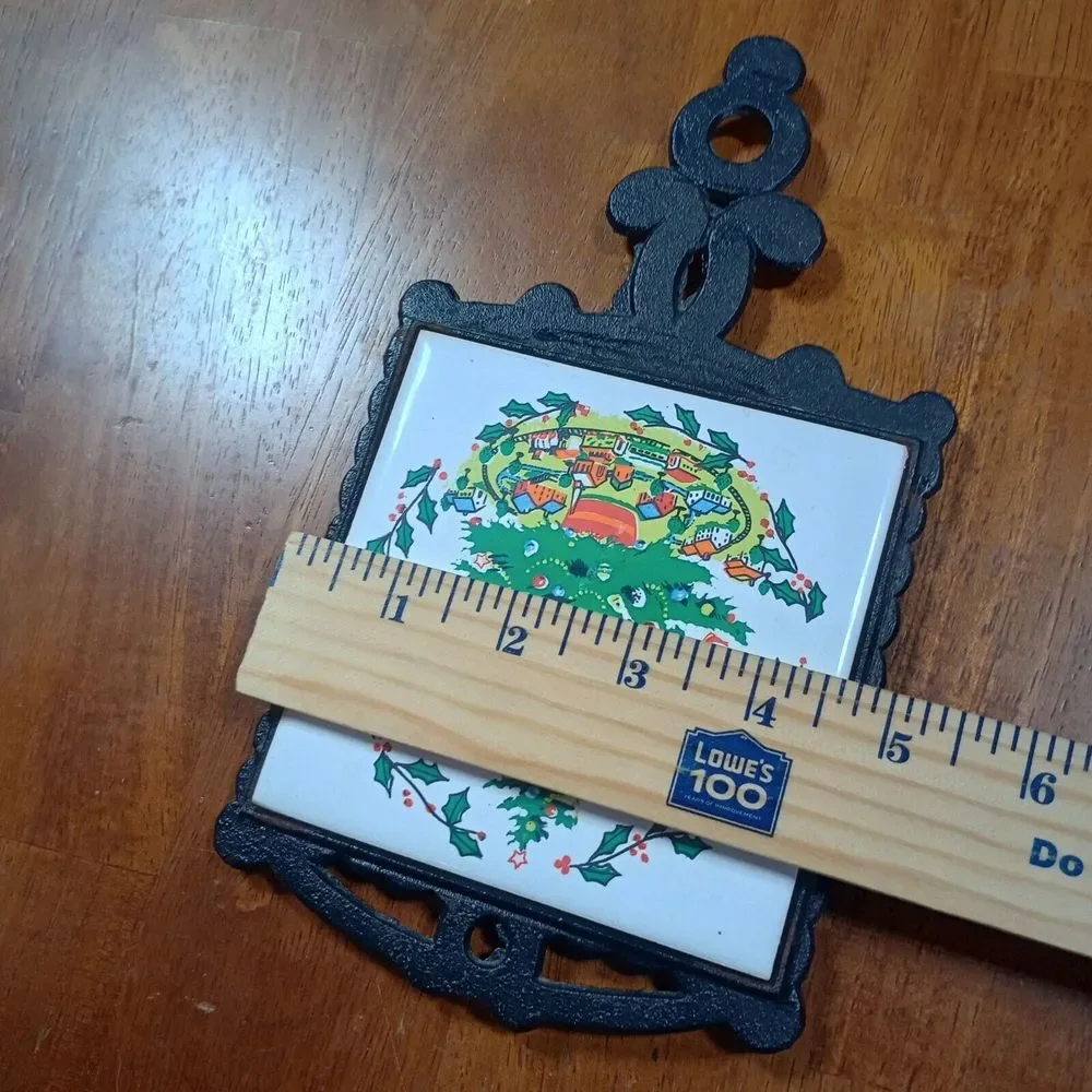 Vintage Cast‎ Iron Tile Trivet Hot Plates Wall Decor Christmas Holiday Ivy